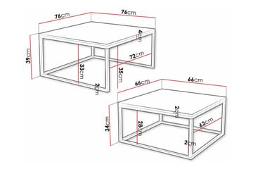 Wardner Kvadratisk Stablebart Sofabord 76 cm i Tre med Metallstativ - Svart - Møbler - Bord - Sofabord & salongbord