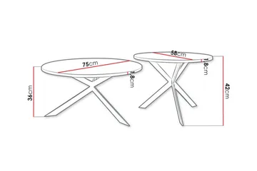 Wardner Rundt Sofabord Settbord i Tre med Metallben - Svart - Møbler - Bord - Sofabord & salongbord