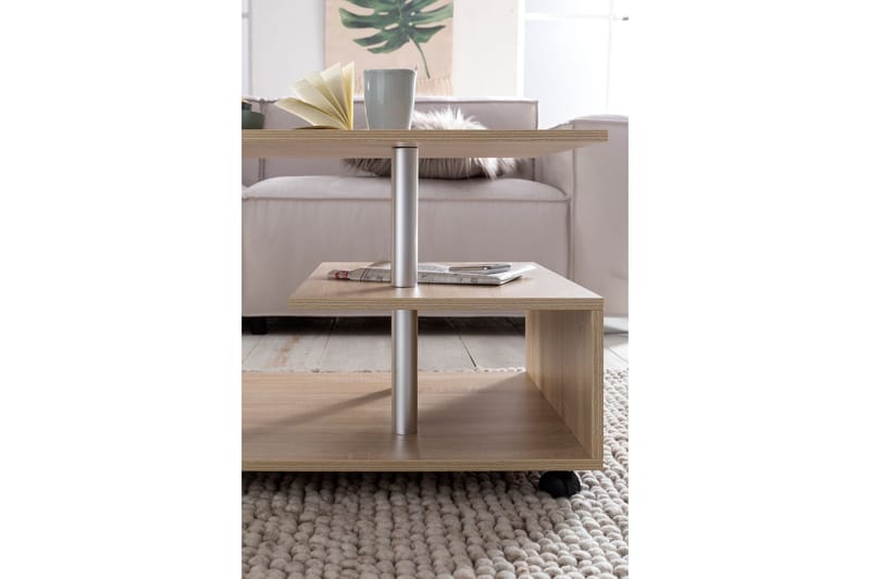 Werbeck Sofabord 105 cm med Oppbevaringshylle på Hjul - Tre/Natur - Møbler - Bord - Sofabord & salongbord
