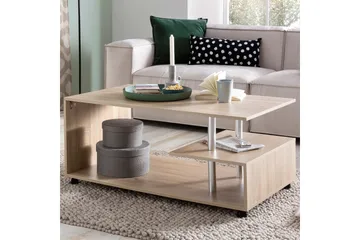 Werbeck Sofabord 105 cm med Oppbevaringshylle på Hjul - Tre/Natur - Møbler - Bord - Sofabord & salongbord