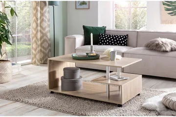 Werbeck Sofabord 105 cm med Oppbevaringshylle på Hjul - Tre/Natur - Møbler - Bord - Sofabord & salongbord