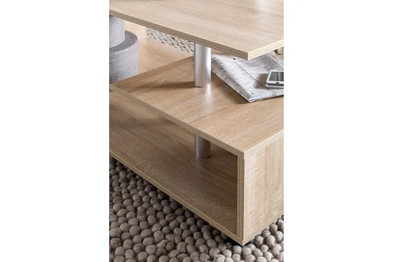 Werbeck Sofabord 105 cm med Oppbevaringshylle på Hjul - Tre/Natur - Møbler - Bord - Sofabord & salongbord