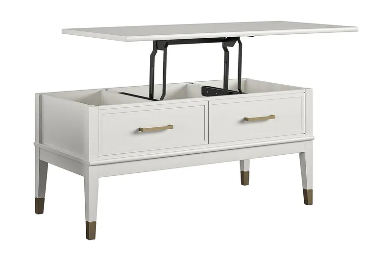 Westerleigh Sofabord 106 cm Hev og Senkbart med Skuff Hvit - CosmoLiving - Møbler - Bord - Sofabord & salongbord