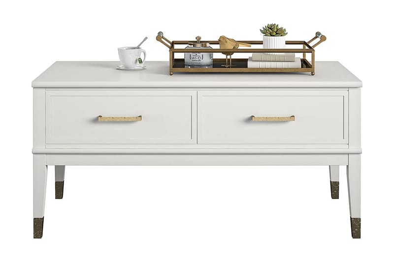 Westerleigh Sofabord 106 cm Hev og Senkbart med Skuff Hvit - CosmoLiving - Møbler - Bord - Sofabord & salongbord - Sofabord med oppbevaring