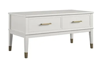 Westerleigh Sofabord 106 cm Hev og Senkbart med Skuff Hvit - Møbler - Bord - Sofabord & salongbord - Sofabord med oppbevaring