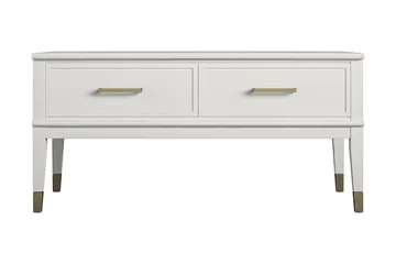 Westerleigh Sofabord 106 cm Hev og Senkbart med Skuff Hvit - Møbler - Bord - Sofabord & salongbord - Sofabord med oppbevaring