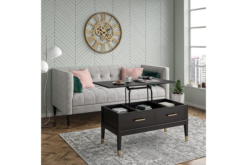 Westerleigh Sofabord 106 cm Hev- og Senkbart med Skuff Svart - CosmoLiving - Møbler - Bord - Sofabord & salongbord