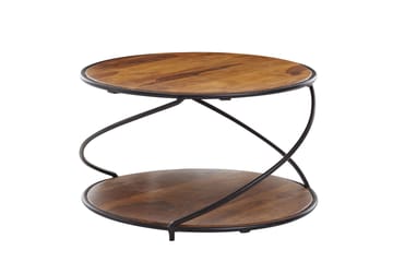 Wilhem 58 cm Rundt Sofabord med Hyller i Eik - Brun - Møbler - Bord - Sofabord & salongbord