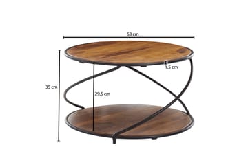 Wilhem 58 cm Rundt Sofabord med Hyller i Eik - Brun - Møbler - Bord - Sofabord & salongbord