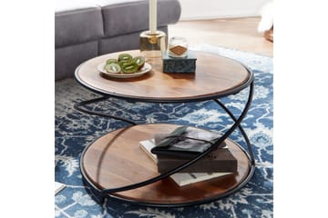Wilhem 58 cm Rundt Sofabord med Hyller i Eik - Brun - Møbler - Bord - Sofabord & salongbord