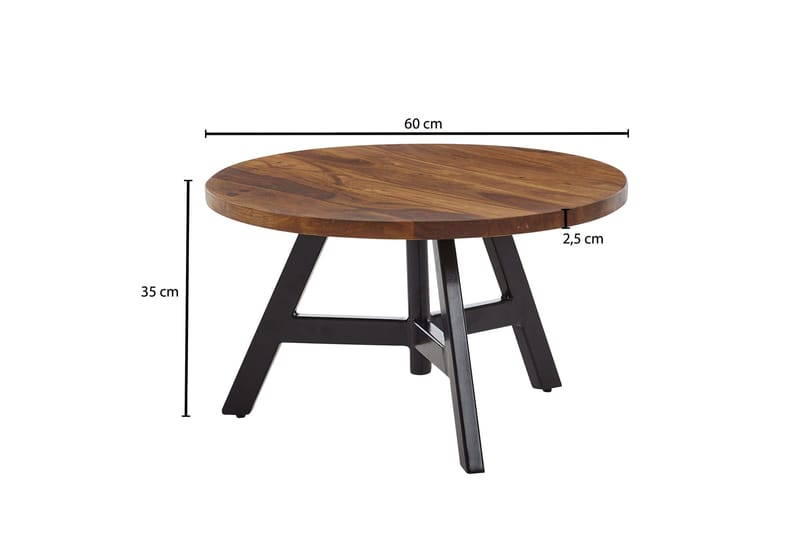 Wilhem 60 cm Rundt Sofabord i Valnøtt - Brun - Møbler - Bord - Sofabord & salongbord