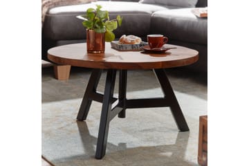 Wilhem 60 cm Rundt Sofabord i Valnøtt - Brun - Møbler - Bord - Sofabord & salongbord
