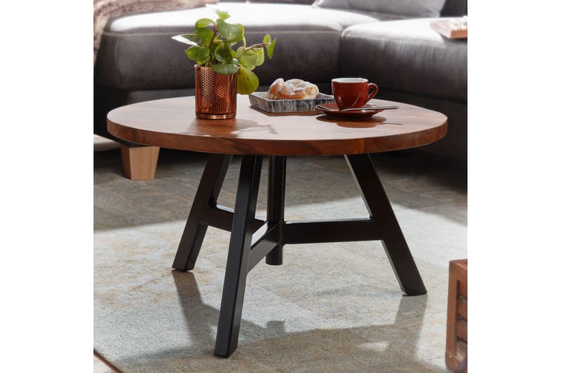 Wilhem 60 cm Rundt Sofabord i Valnøtt - Brun - Møbler - Bord - Sofabord & salongbord