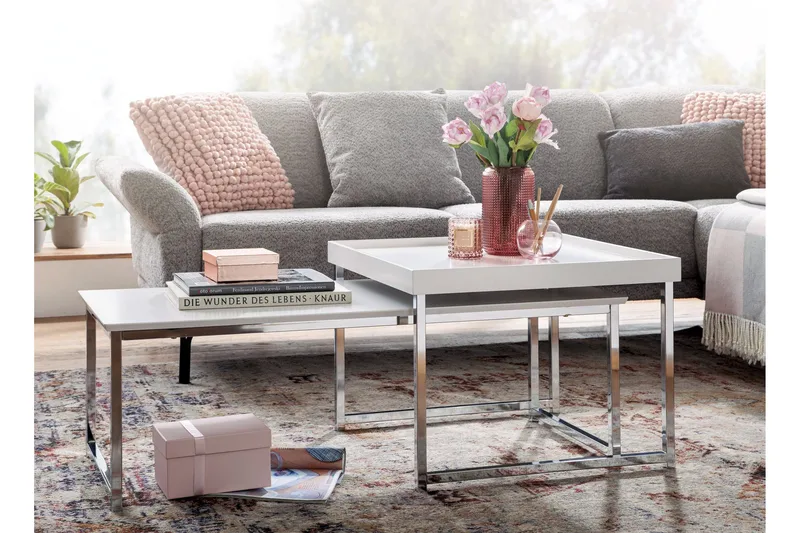 Wilhem Settbord 110 cm Firektantet - Hvit - Møbler - Bord - Sofabord & salongbord