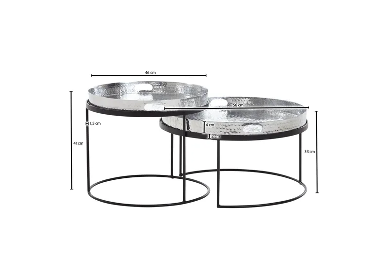 Wilhem Settbord 46 cm Rund - Sølv - Møbler - Bord - Sofabord & salongbord