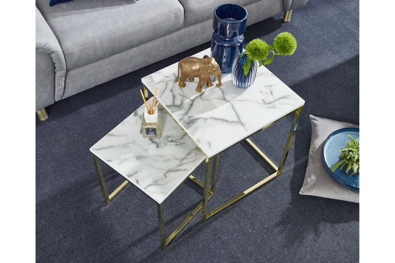 Willowdale Settbord 45 cm - Hvit / grå / gull - Møbler - Bord - Sofabord & salongbord