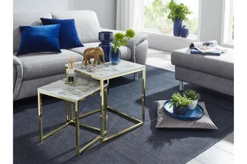 Willowdale Settbord 45 cm - Hvit / grå / gull - Møbler - Bord - Sofabord & salongbord