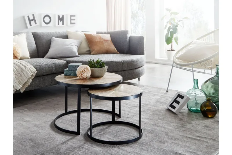 Willowdale Settbord 60 cm Rundt - Mörkgrå/Svart - Møbler - Bord - Sofabord & salongbord