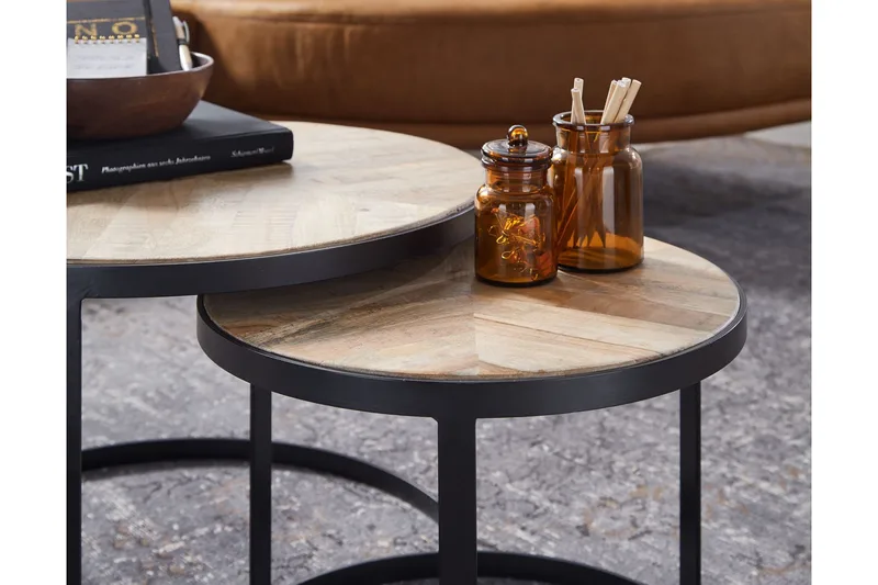 Willowdale Settbord 60 cm Rundt - Natur/Svart - Møbler - Bord - Sofabord & salongbord