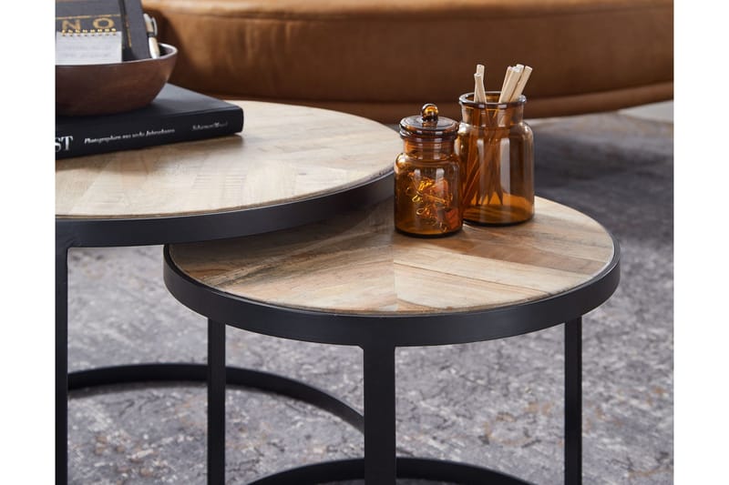 Willowdale Settbord 60 cm Rundt - Natur/Svart - Møbler - Bord - Sofabord & salongbord