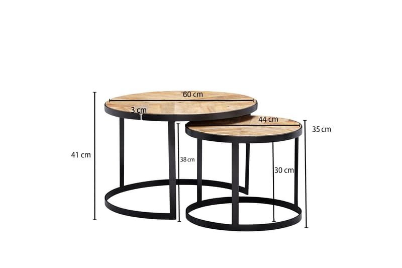 Willowdale Settbord 60 cm Rundt - Natur/Svart - Møbler - Bord - Sofabord & salongbord