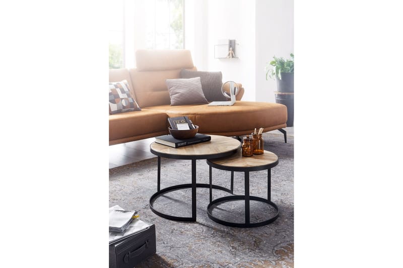 Willowdale Settbord 60 cm Rundt - Natur/Svart - Møbler - Bord - Sofabord & salongbord