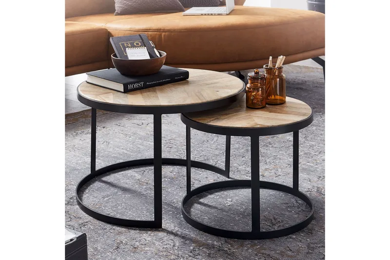 Willowdale Settbord 60 cm Rundt - Natur/Svart - Møbler - Bord - Sofabord & salongbord