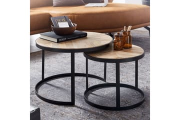 Willowdale Settbord 60 cm Rundt - Natur/Svart - Møbler - Bord - Sofabord & salongbord