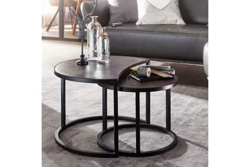 Willowdale Settbord 60 cm Rundt - Teak/Svart - Møbler - Bord - Sofabord & salongbord