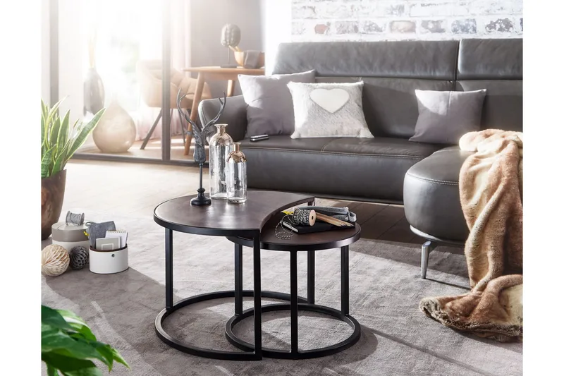 Willowdale Settbord 60 cm Rundt - Teak/Svart - Møbler - Bord - Sofabord & salongbord