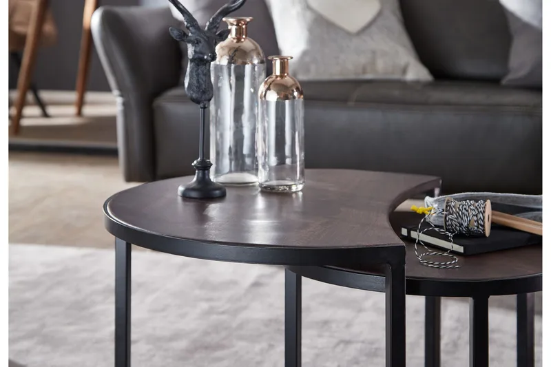 Willowdale Settbord 60 cm Rundt - Teak/Svart - Møbler - Bord - Sofabord & salongbord