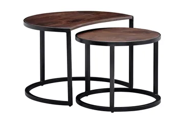 Willowdale Settbord 60 cm Rundt - Teak/Svart - Møbler - Bord - Sofabord & salongbord