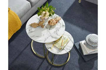 Willowdale Settbord 80 cm Rundt - Hvit/Grå - Møbler - Bord - Sofabord & salongbord