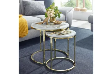 Willowdale Settbord 80 cm Rundt - Hvit/Grå - Møbler - Bord - Sofabord & salongbord