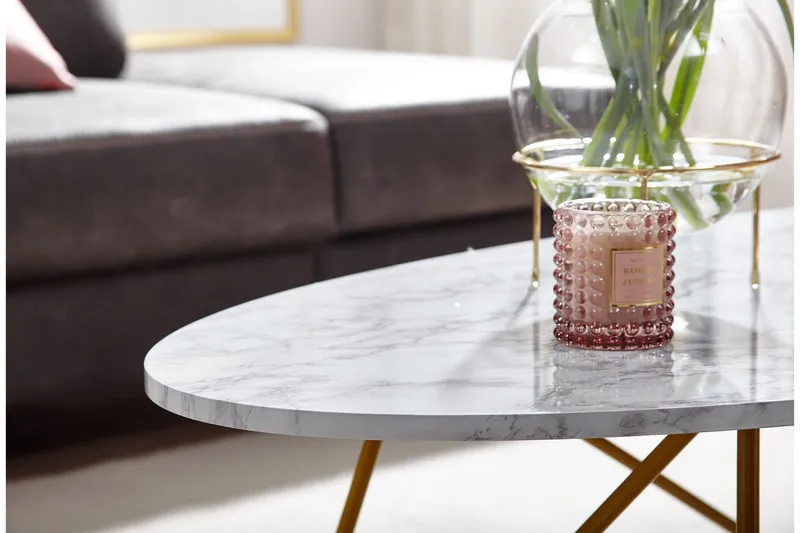 Willowdale Sofabord 120 cm Ovalt - Hvit/Gull - Møbler - Bord - Sofabord & salongbord