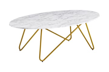 Willowdale Sofabord 120 cm Ovalt - Hvit/Gull - Møbler - Bord - Sofabord & salongbord
