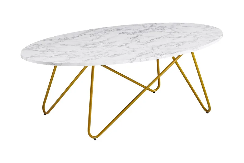 Willowdale Sofabord 120 cm Ovalt, Hvit/Gull
