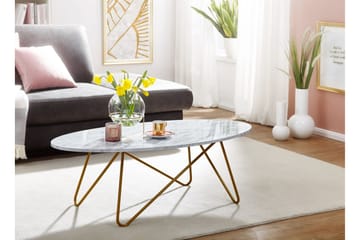 Willowdale Sofabord 120 cm Ovalt - Hvit/Gull - Møbler - Bord - Sofabord & salongbord
