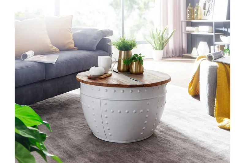 Willowdale Sofabord 60 cm Rundt - Brun/Hvit - Møbler - Bord - Sofabord & salongbord