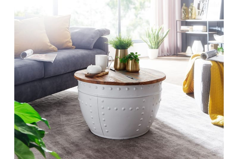 Willowdale Sofabord 60 cm Rundt - Brun/Hvit - Møbler - Bord - Sofabord & salongbord