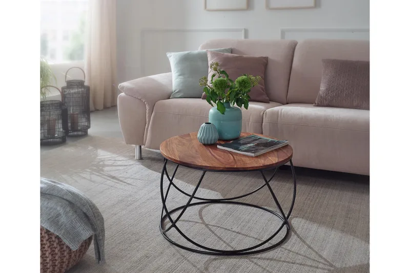 Willowdale Sofabord 60 cm Rundt - Tre/Brun/Svart - Møbler - Bord - Sofabord & salongbord