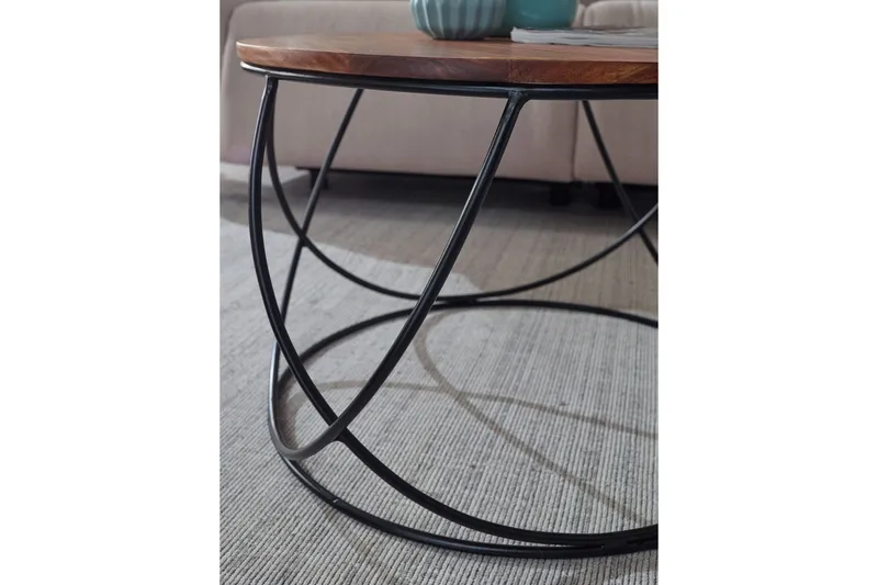 Willowdale Sofabord 60 cm Rundt - Tre/Brun/Svart - Møbler - Bord - Sofabord & salongbord