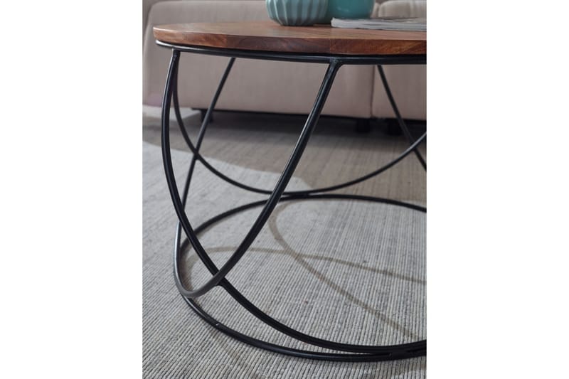 Willowdale Sofabord 60 cm Rundt - Tre/Valnøttbrun/Svart - Møbler - Bord - Sofabord & salongbord