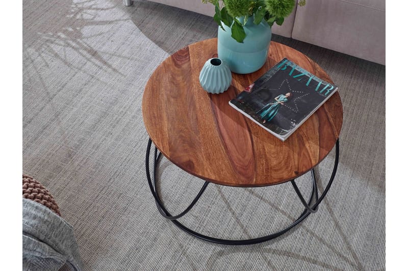 Willowdale Sofabord 60 cm Rundt - Tre/Valnøttbrun/Svart - Møbler - Bord - Sofabord & salongbord