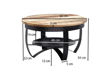 Willowdale Sofabord 60x34 cm med oppbevaring Rundt - Brun/Svart - Møbler - Bord - Sofabord & salongbord