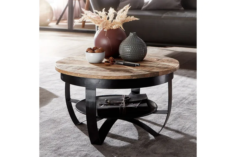 Willowdale Sofabord 60x34 cm med oppbevaring Rundt - Brun/Svart - Møbler - Bord - Sofabord & salongbord