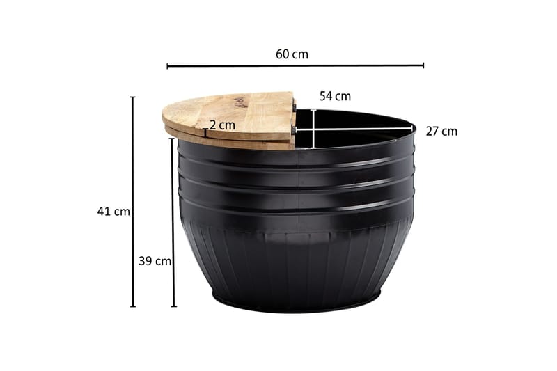 Willowdale Sofabord 60x41 cm Rundt - Brun/Svart - Møbler - Bord - Sofabord & salongbord