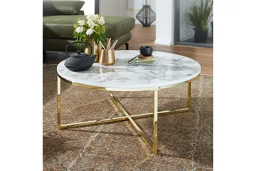 Willowdale Sofabord 80 cm Rundt - Hvit / grå / gull - Møbler - Bord - Sofabord & salongbord