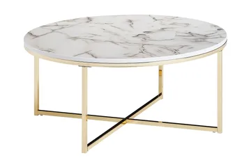 Willowdale Sofabord 80 cm Rundt - Hvit / grå / gull - Møbler - Bord - Sofabord & salongbord
