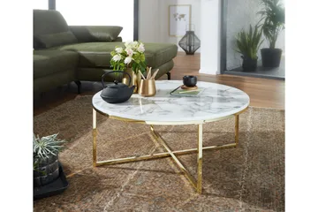 Willowdale Sofabord 80 cm Rundt - Hvit / grå / gull - Møbler - Bord - Sofabord & salongbord